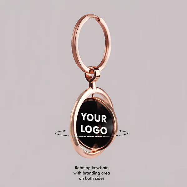 Elegant Dual-Tone Spinning Metal Keychain – Gold & Rose Gold