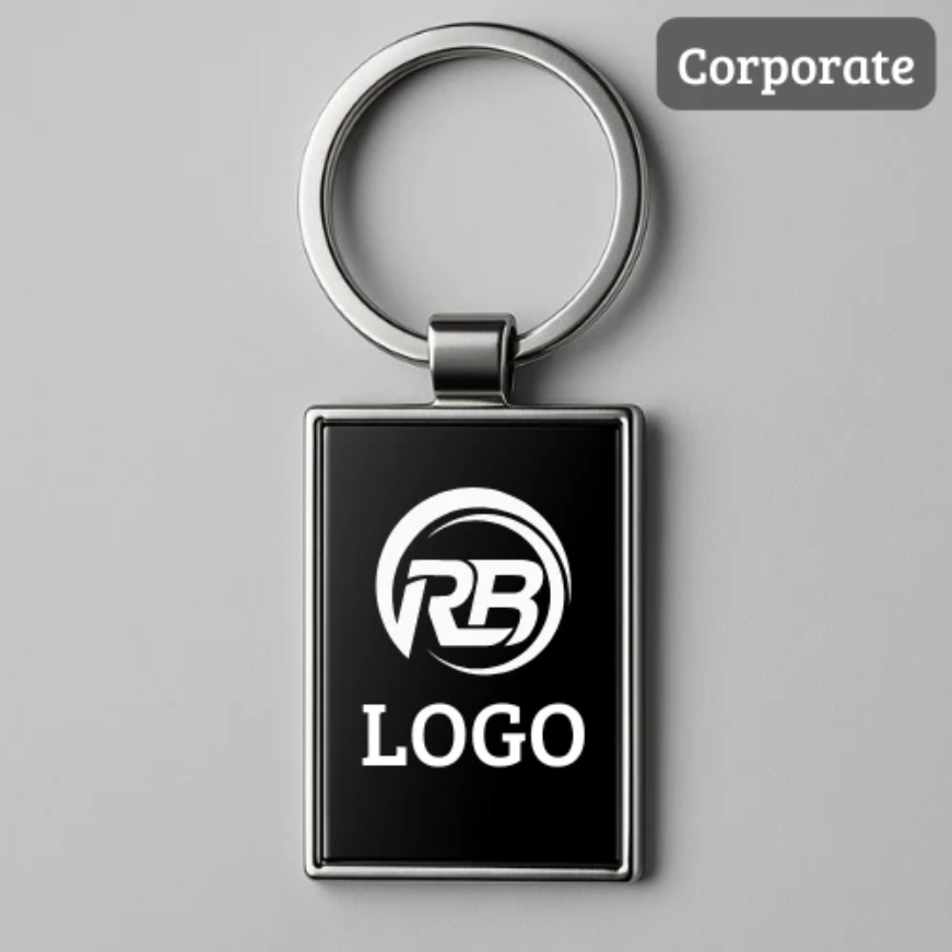Sleek Rectangular Metal Keychain