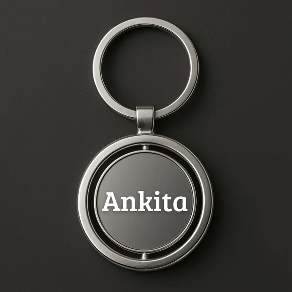 Sleek Silver Spinning Keychain – Round Metal Design