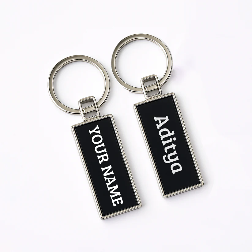 Customizable Rectangular Metal Keychain