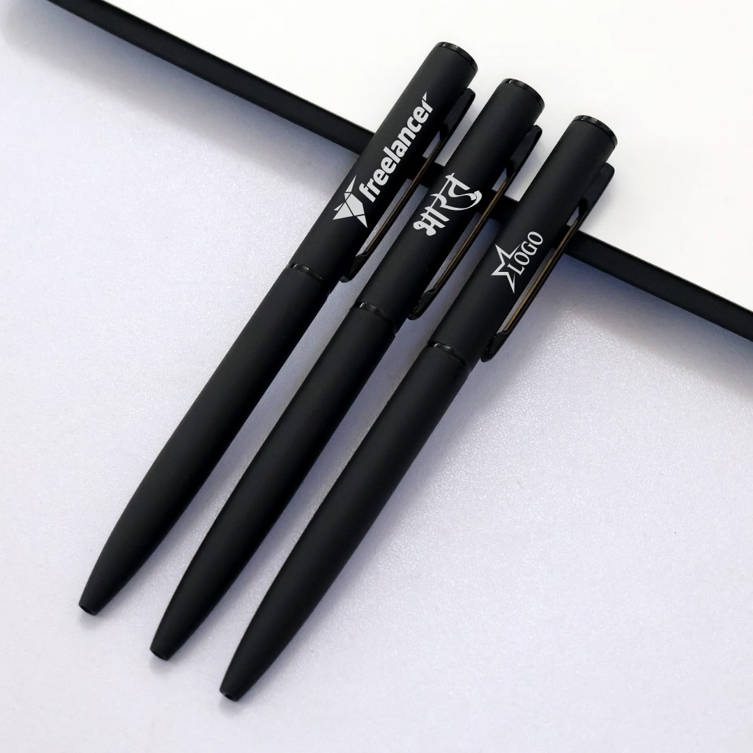 Personalized Sleek Black Ball Pen - Corporate Gifts, Personal Use