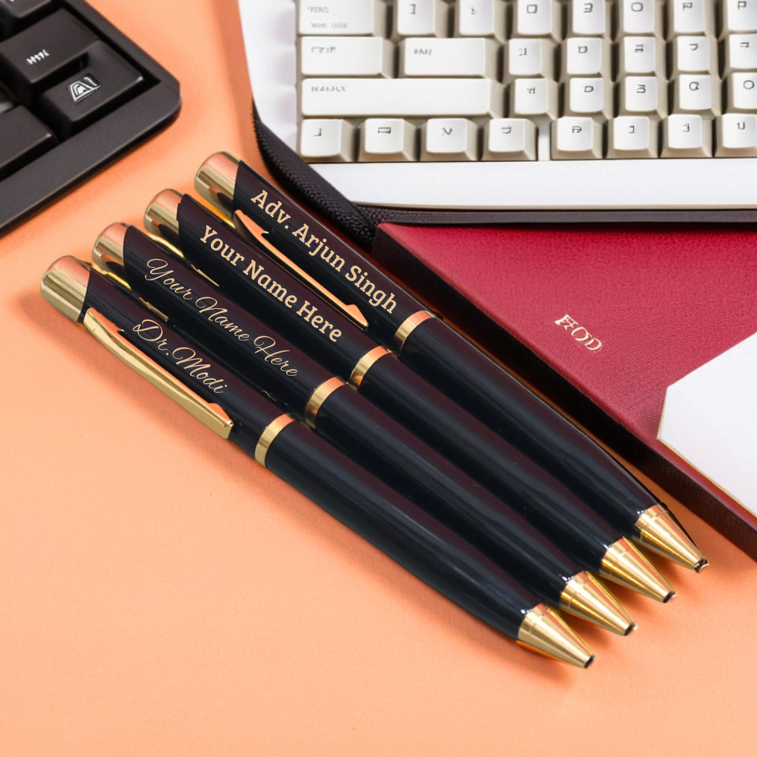 Personalized Glossy Black & Gold Pen – Executive & Corporate Gift