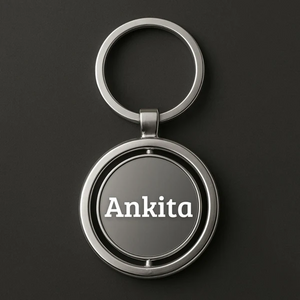 Sleek Silver Spinning Keychain – Round Metal Design