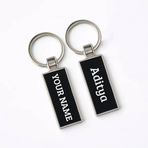 Customizable Rectangular Metal Keychain
