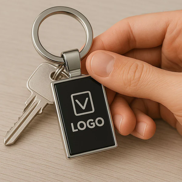 Sleek Rectangular Metal Keychain