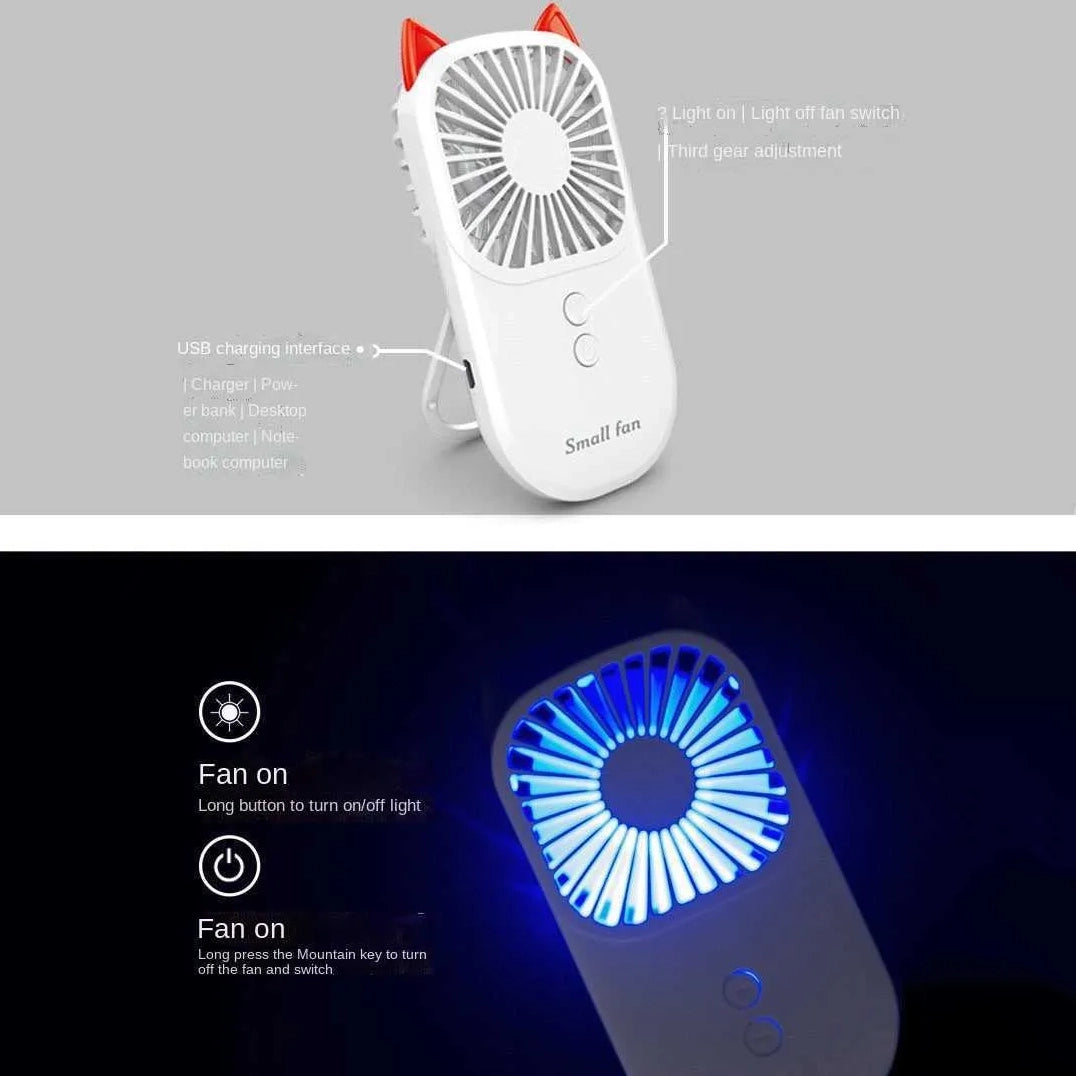 Compact USB Desk Fan with Night Light